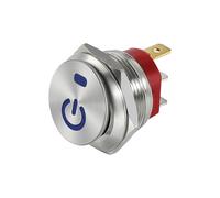 22mm Metal Button Rocker Switch Stainless Steel 12V 20A Self-locking Two Positions Car Toggle Switches ON-OFF 220V 15A 3 Pins(Power Blue,22MM SUS_220V(15A))