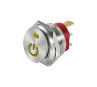 22mm Metal Button Rocker Switch Stainless Steel 12V 20A Self-locking Two Positions Car Toggle Switches ON-OFF 220V 15A 3 Pins(Yellow P,12-24V)