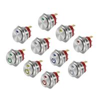 22mm Metal Button Rocker Switch Stainless Steel 12V 20A Self-locking Two Positions Car Toggle Switches ON-OFF 220V 15A 3 Pins(Green LED,220V(15A))