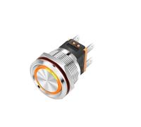 22mm Metal Button Self-locking Switch Ring LED Lamp Angel Eye 15A with Indicator Light Current 12 24 220 V Four Legs IDGTTLDF(Yellow,9-24V)