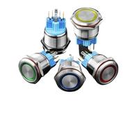 22mm Metal Button Switch Control Switch with Circular LED Indicator 6 12 24 220 V Self-locking Switch Inching Round IDGTTLDF(Lavender,220V)