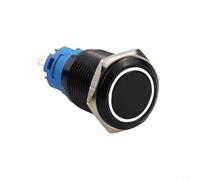 22mm Metal Push Button Switch, Momentary Type with Ring LED Illumination, Waterproof IP66 and IK09 Resistant, Suitable for Control Panels and Outdoor Applications 12V 24V (Yellow)