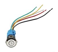 22mm Metal Push Button Switch with Configurable LED Function for 12-24V DC Systems IP66 IK09 Rated for Indoor Outdoor Use (White)
