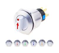 22mm Metal Rotary Selector Switch 2 3 Postion 1NO1NC 2NO2NC 12V Red Green LED Stainless Steel Push Button Knob Switch(WHITE,24V LED_2 POSITIONS 1NO1NC)