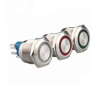 22mm Metal Stainless Steel Ring Lamp Push Button Switch 6pin 1NO 1NC Momentary Button Press Switch Flat 22HX.F.K6 1pcs(WHITE,6V)