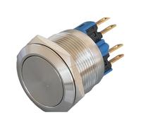 22mm Momentary flat Push Button Switch S22F-11 stainless steel 4 pin 1NO1NC silver contact metal press self reset return ON OFF