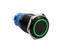 22Mm Momentary Metal Push Button Switch 12-24V With Ring LED ON OFF Waterproof(Green)