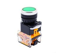 22mm Momentary Push Button Switch, 6-Pack LA38-11 Type 1NO 1NC, 440V 10A Industrial Control Switch, Fire-Resistant Housing, for Automation & Panel Mounting(Green)