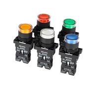 22mm Momentary Push Button Switch NC/NO 24V/220V AC for Industrial Panel Boards 1pcs(Red)