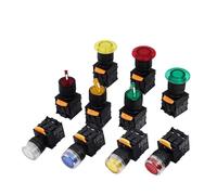 22mm Mounted Illuminated Knob Push Button Switch 10A 220V 380V Power Start-stop Momentary Reset Self-locking IDGTTLDF(3 Position Red Light,220V)