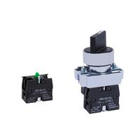 22mm Mounting 10A XB2 Momentary Reset Push Button Switch NO NC Power Start Stop Rotary Key Circular Flat(2P 1NO Lock)
