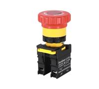 22mm Mushroom Emergency Stop Button Switch with Light Emergency Stop Power Switch Control Electrical Starter Switch 220V 10A NC(Stop with light,1NO1NC,12V)