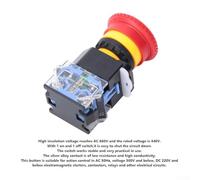 22mm Mushroom Head Stop Button Switch, DPST Contact, Latch Mechanism, 1 Normally Open and 1 Normally Closed, Rated 660V 10A for Industrial Control