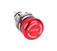 22mm Mushroom Latching Red Emergency Stop SPST/DPDT Self-locking 3Pins Push Button Switch IDGTTLDF(IB22J2-ES,1NO1NC)