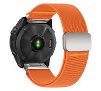 22mm Nylon Watch Band Compatible with Garmin Fenix 5/6/7/8 47mm/5 Plus/6 Pro/7 Pro/E 47mm, Elastic Magnetic Band for Garmin Forerunner 965, Orange