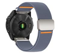 22mm Nylon Watch Band Compatible with Garmin Fenix 5/6/7/8 47mm/5 Plus/6 Pro/7 Pro/E 47mm, Elastic Magnetic Band for Garmin Forerunner 965, Blue-Gray