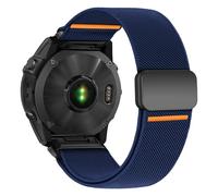 22mm Nylon Watch Strap Compatible with Garmin Fenix 5/6/7/8 47mm/5 Plus/6 Pro/7 Pro/E 47mm, Elastic Magnetic Strap for Garmin Forerunner 965, Navy Blue