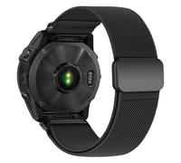 22mm Nylon Watch Strap Compatible with Garmin Fenix 5/6/7/8 47mm/5 Plus/6 Pro/7 Pro/E 47mm, Elastic Magnetic Strap for Garmin Forerunner 965, Black Line