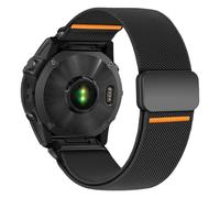 22mm Nylon Watch Strap Compatible with Garmin Fenix 5/6/7/8 47mm/5 Plus/6 Pro/7 Pro/E 47mm, Elastic Magnetic Strap for Garmin Forerunner 965, Black