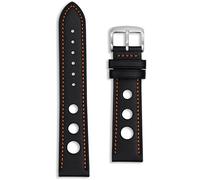 22mm Orange Stitching | Black Leather Rally Watch Band | 22 mm