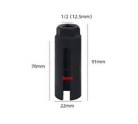 22mm Oxygen Sensor Socket Wrench for 1/2 Inch Drive, Narrow Mouth Open End Wrench Made of Chrome-Vanadium Steel, Compatible with Ratchets and Breaker for Bars, Black 70mm