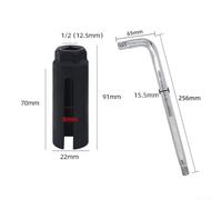 22mm Oxygen Sensor Socket Wrench Tool for 1/2 Inch Drive Ratchets, Narrow Mouth O2 Sensor Removal Tool, Chrome Vanadium Steel, 70mm Length, Compat(with Socket Wrench)