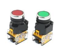 22mm Panel Cutout Dia 10A 380V Red Green Momentary Push Button Switch 2Pcs