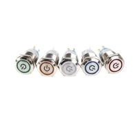 22mm Power Mark Brass Push Button Switch Switch With Illumination Momentary/Latching Button 6pin Terminal 1pcs(YELLOW,LATCHING_36V)