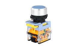 22mm Push Button Switch Waterproof Momentary Reset Self-Latching Power Push Button Switch 10A 1NO 1NC(Blue,1NO,Fixed)
