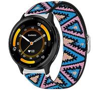22mm Quick Release Stretch Elastics Nylon Adjustable Replacement Strap Accessories Compatible with Garmin Venu 3/Venu 2/Forerunner 255/255 Music/265/745/vivoactive 4 (BluePink)