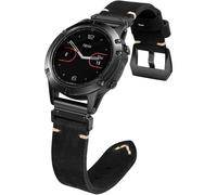 22mm Quickfit Retro Design Leather Band Compatible With Garmin Watch Band，Handmade Double Sided Genuine Leather Band For Fenix 8 Fenix E 47mm/7/6 Pro/5 Plus/MARQ/Forerunner 970/955(Black/Black)