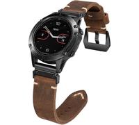 22mm Quickfit Retro Design Leather Band Compatible With Garmin Watch Band，Handmade Double Sided Genuine Leather Band For Fenix 8 Fenix E 47mm/7/6 Pro/5 Plus/MARQ/Forerunner 970/955(Brown/Black)