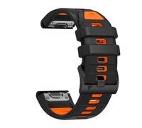 22mm QuickFit Watch Band for Garmin Fenix 8 47mm/7/6/5, Silicone Bands for Fenix 8 Pro/7 Pro/6 Pro/5 Plus/Forerunner 970/965/955/945/935/Approach S60/S62/Epix Pro Gen 2 47mm (Black/Orange)