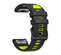 22mm QuickFit Watch Band for Garmin Fenix 8 47mm/7/6/5, Silicone Bands for Fenix 8 Pro/7 Pro/6 Pro/5 Plus/Forerunner 970/965/955/945/935/Approach S60/S62/Epix Pro Gen 2 47mm (Black/Green)