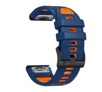 22mm QuickFit Watch Band for Garmin Fenix 8 47mm/7/6/5, Silicone Bands for Fenix 8 Pro/7 Pro/6 Pro/5 Plus/Forerunner 970/965/955/945/935/Approach S60/S62/Epix Pro Gen 2 47mm (Blue/Orange)