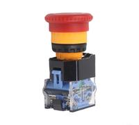 22mm Red Mushroom Head Stop Push Button Switch, 1NO+1NC Latching, 660V 10A DPST Industrial Control Station