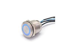 22mm Ring LED Blue Momentary Or Lactching IP68 Metal Potted Push Button Switch With Wire 1Pcs(Latching,3V)