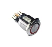 22mm ring LED illuminated metal flat round lamp 12v ON-OFF led switches red/blue/green/orange/white/yellow IDGTTLDF(12v blue led)