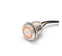 22mm Ring LED Orange Momentary Or Lactching IP68 Metal Potted Push Button Switch With Wire 1Pcs(Momentary,12 V)