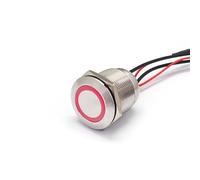 22mm Ring LED Red Momentary Or Lactching IP68 Metal Potted Push Button Switch With Wire 1Pcs(Latching,12 V)