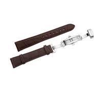 22mm SEA-GULL Watch Original Strap Push Button Hidden Clasp Leather Strap Watch Accessories With Tools (Brown-Silver)