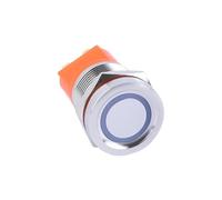 22MM Self-Recovery Bi-color Red Blue LED 12V Metal Switch Latching Automatic Reset LED Waterproof Button IDGTTLDF(With Harness)