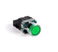 22mm Self-reset/Momentary XB2-BW Metal Push Button Switch with LED Light NO/NC 12V 24V 220V 380V Green Red Yellow Blue White IDGTTLDF(Green,220V)