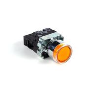 22mm Self-reset/Momentary XB2-BW Metal Push Button Switch with LED Light NO/NC 12V 24V 220V 380V Green Red Yellow Blue White IDGTTLDF(Yellow,24V)
