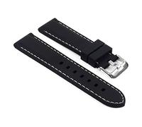 22mm Soft Silicon Rubber Diver Watch Strap with White Stitching