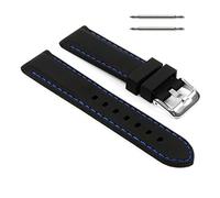 22mm Soft Silicon Rubber Watch Strap with Blue Stitching/Watch Band Men Or Women