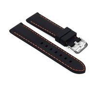 22mm Soft Silicon Rubber Watch Strap with Orange Stitching/Watch Band Men Or Women