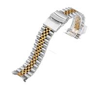 22mm Solid Stainless Steel Diving Replacement Watch Band, Heavy Duty Metal Bracelet with Curved End fit for Casio MDV107-1A MDV106-1A(B-Silver Gold)