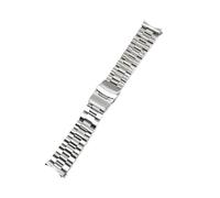 22mm Solid Stainless Steel Oyster Diving Watch Band with Logo fit for Casio Duro MDV106/MDV107, Brushed Steel with Folding Clasp(Silver - large)