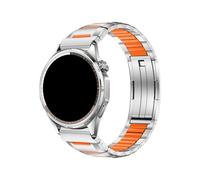 22mm Sports Metal Stainless Steel+rubber Business Strap, Suitable Fit For Huawei Watch 5/GT6/5/4/3 Pro 46mm GT Runner 2/Amazfit Active Max/Balance 2(Titanium Orange,22mm Width Band)
